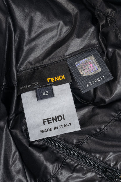 Fendi White & Black Colourblock Hidden-Hood Zip Jacket
