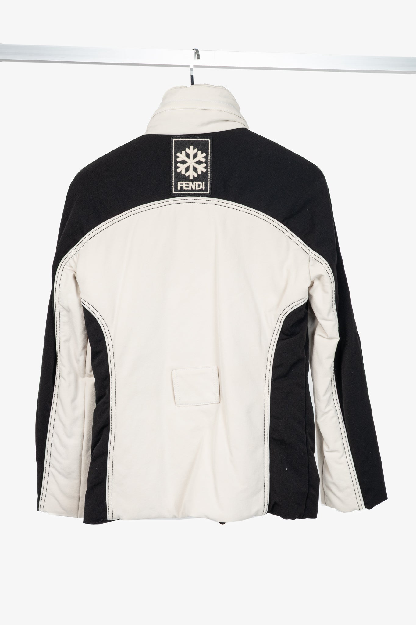 Fendi White & Black Colourblock Hidden-Hood Zip Jacket