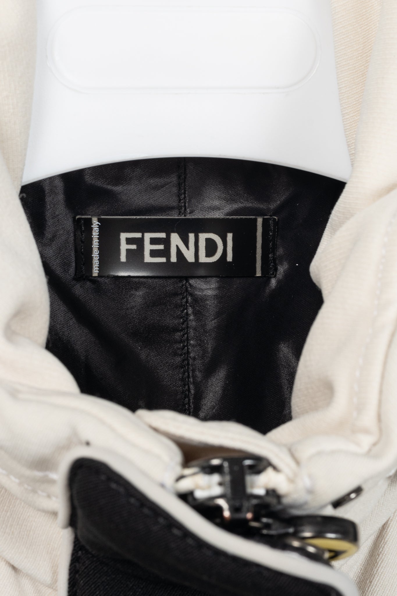 Fendi White & Black Colourblock Hidden-Hood Zip Jacket