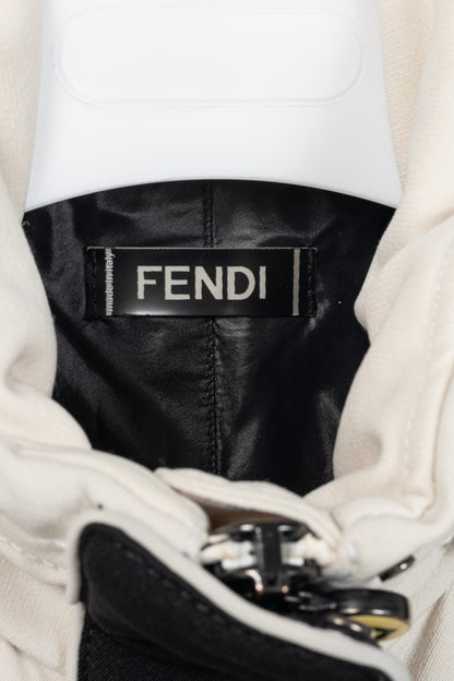 Fendi White & Black Colourblock Hidden-Hood Zip Jacket