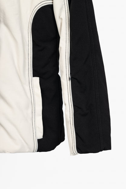 Fendi White & Black Colourblock Hidden-Hood Zip Jacket