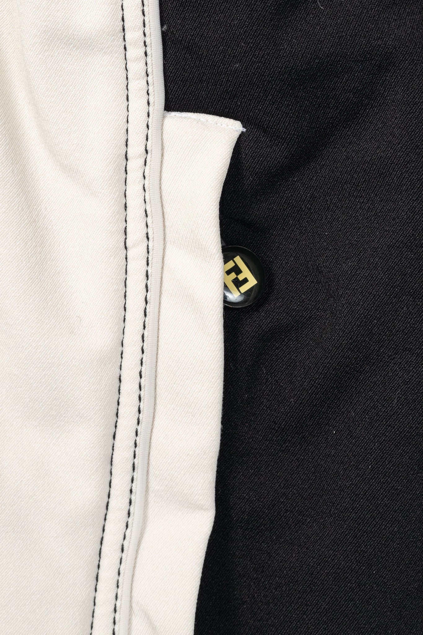 Fendi White & Black Colourblock Hidden-Hood Zip Jacket