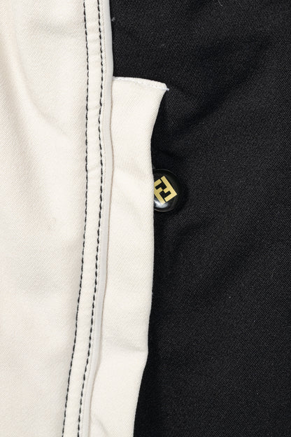 Fendi White & Black Colourblock Hidden-Hood Zip Jacket