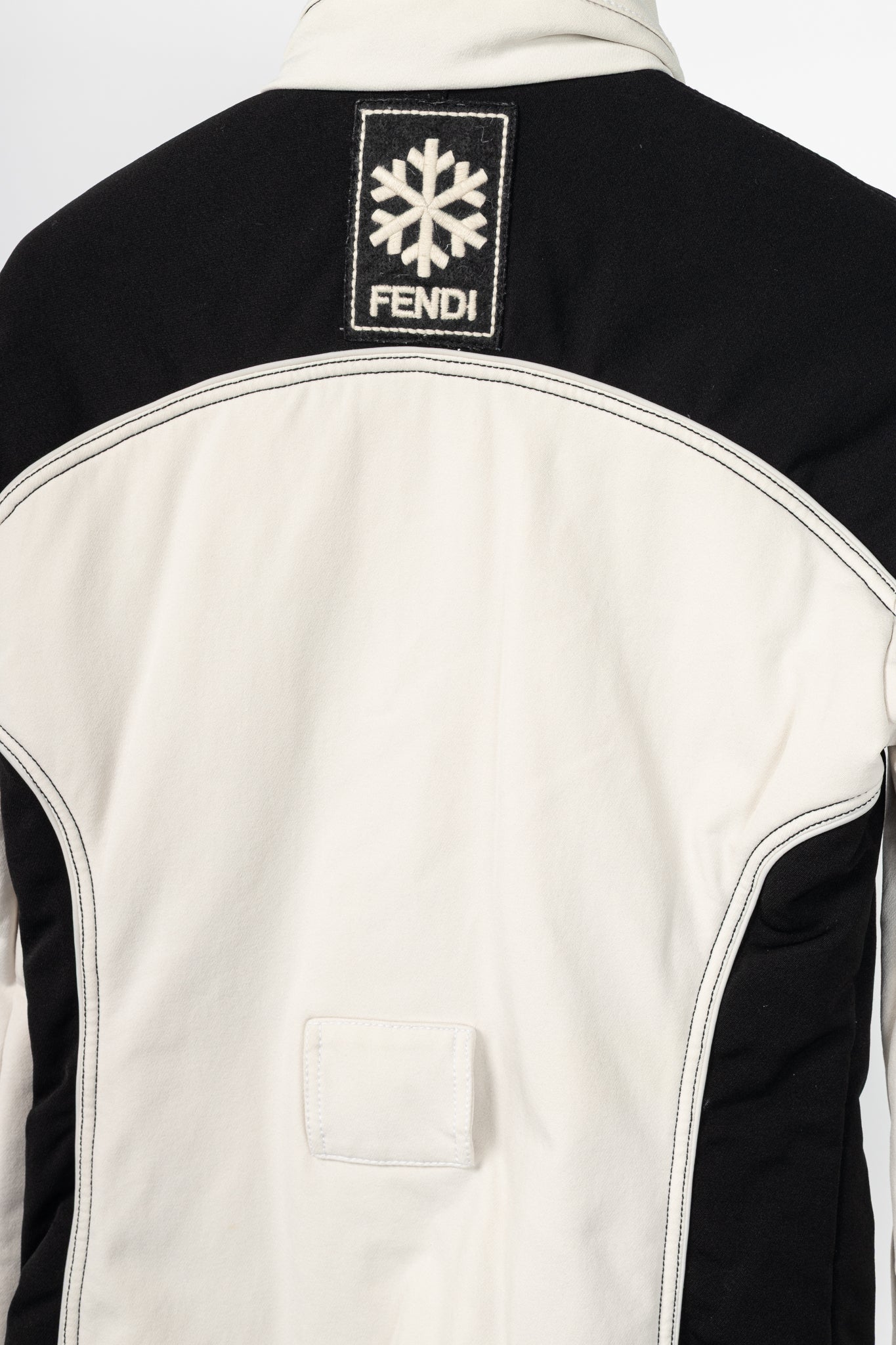 Fendi White & Black Colourblock Hidden-Hood Zip Jacket