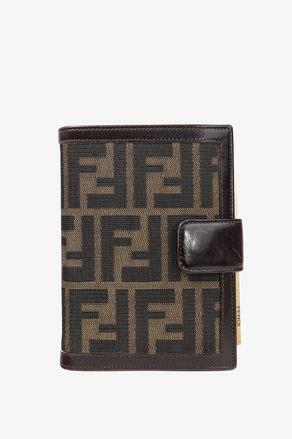 Fendi Brown Zucca Canvas Leather-Trim Agenda Cover