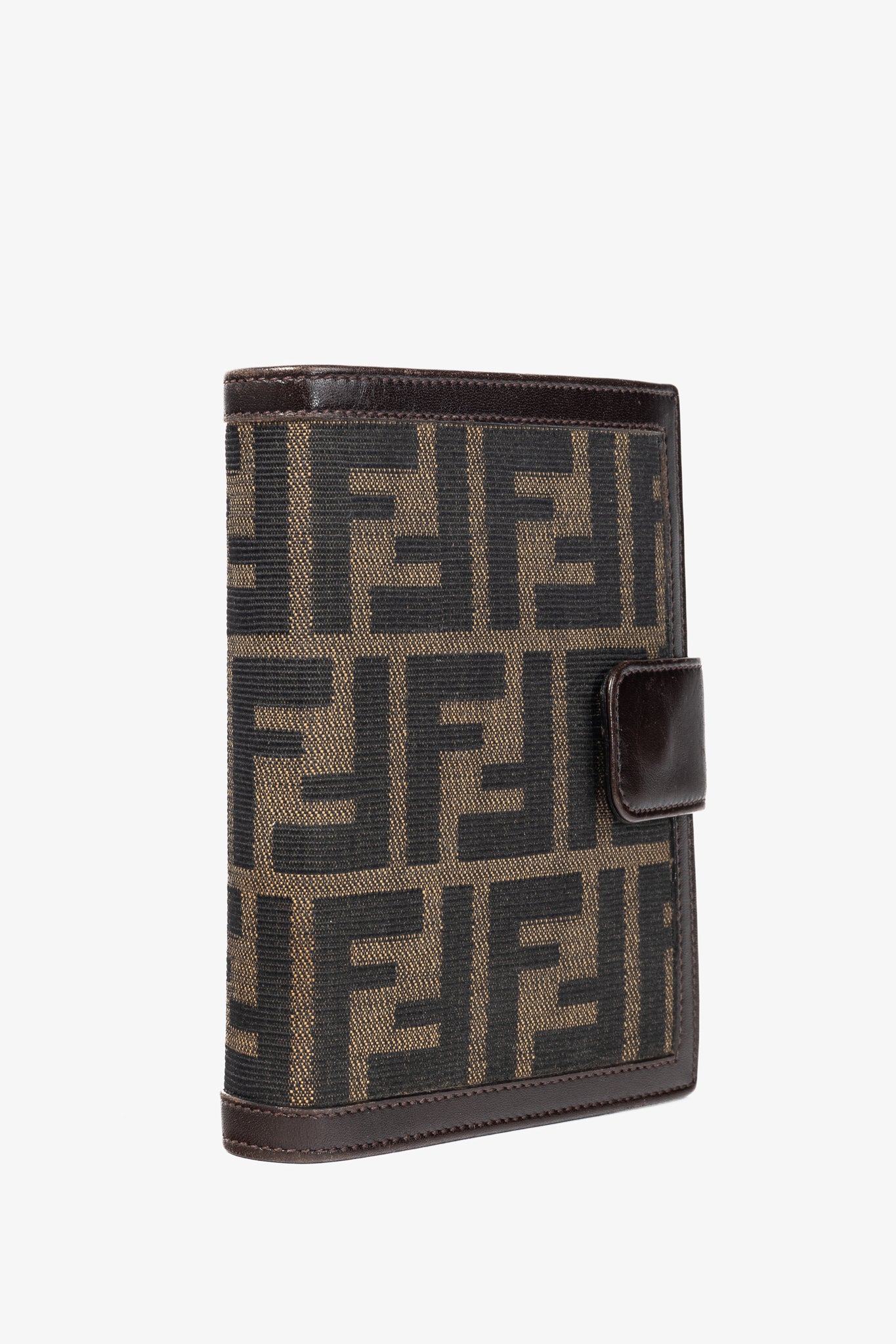 Fendi Brown Zucca Canvas Leather-Trim Agenda Cover