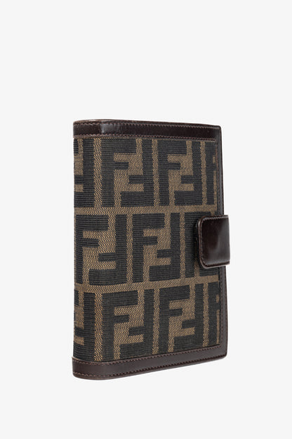 Fendi Brown Zucca Canvas Leather-Trim Agenda Cover