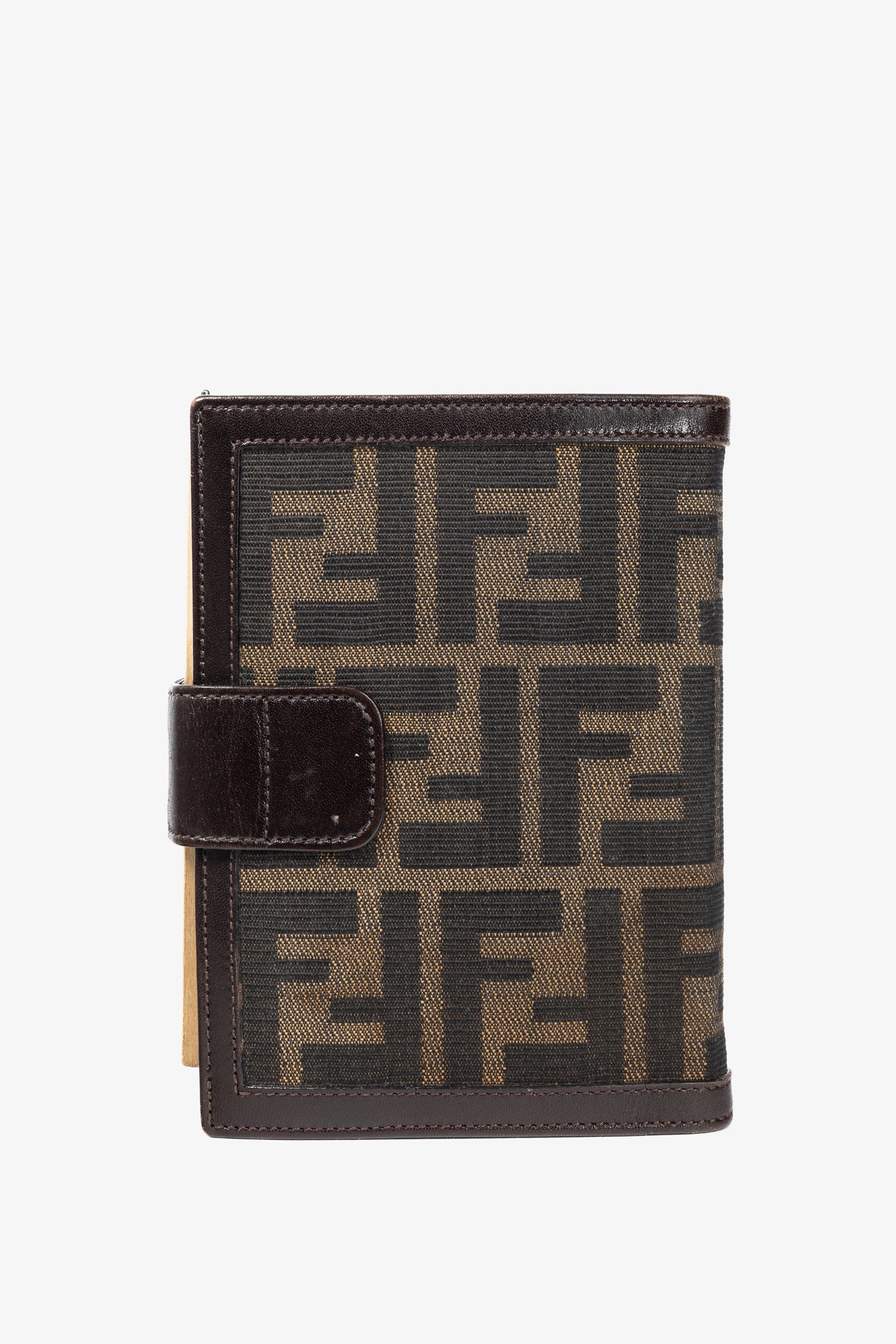 Fendi Brown Zucca Canvas Leather-Trim Agenda Cover