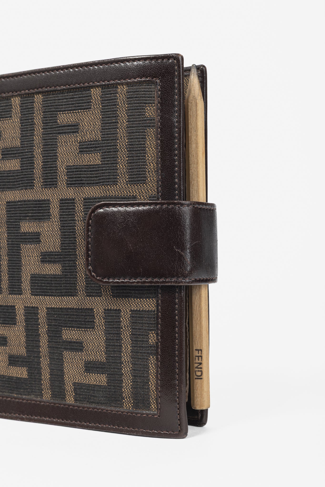 Fendi Brown Zucca Canvas Leather-Trim Agenda Cover