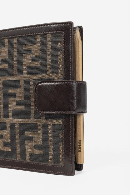 Fendi Brown Zucca Canvas Leather-Trim Agenda Cover