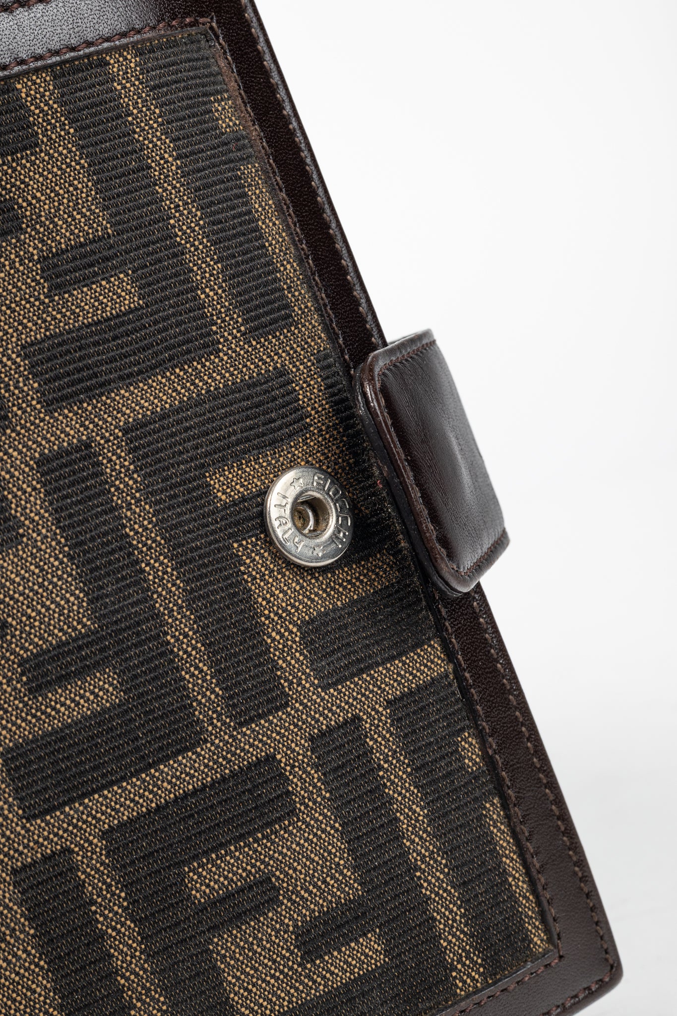 Fendi Brown Zucca Canvas Leather-Trim Agenda Cover
