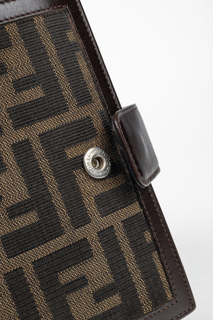 Fendi Brown Zucca Canvas Leather-Trim Agenda Cover