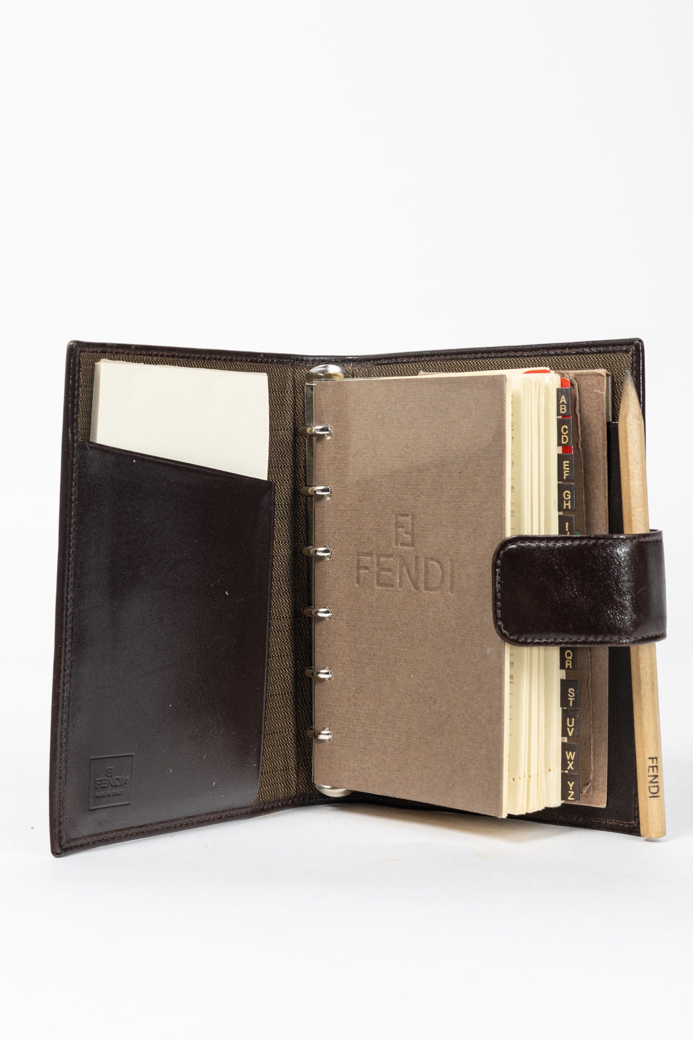 Fendi Brown Zucca Canvas Leather-Trim Agenda Cover