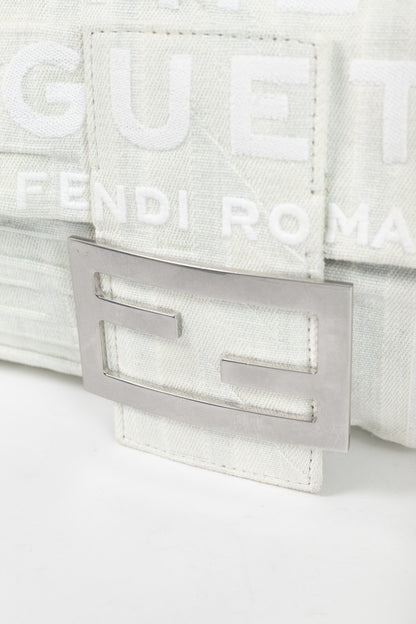Fendi by Marc Jacobs Limited Maxi Baguette White Denim Shoulder Bag