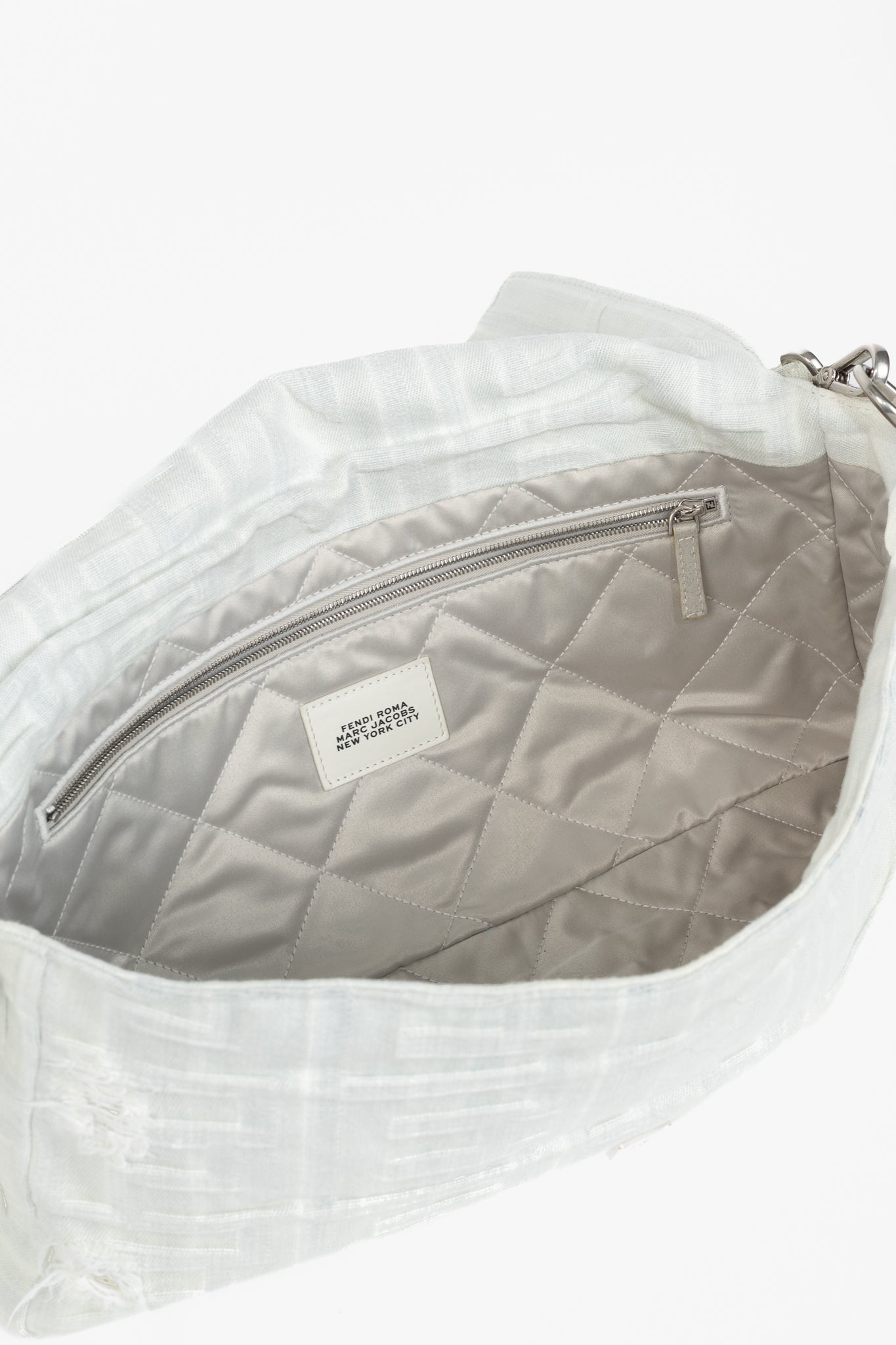 Fendi by Marc Jacobs Limited Maxi Baguette White Denim Shoulder Bag