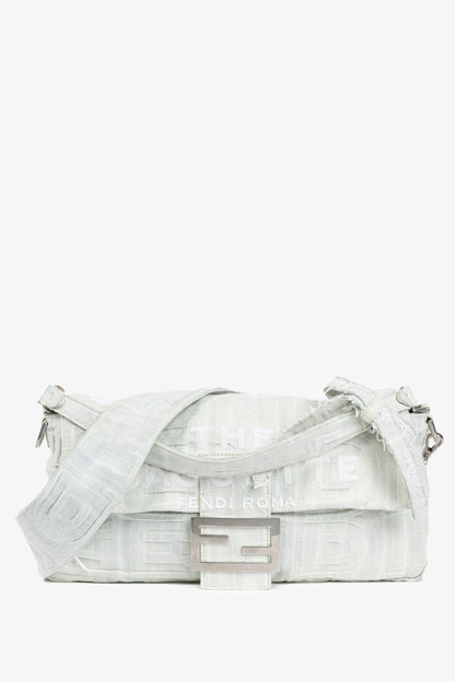Fendi by Marc Jacobs Limited Maxi Baguette White Denim Shoulder Bag