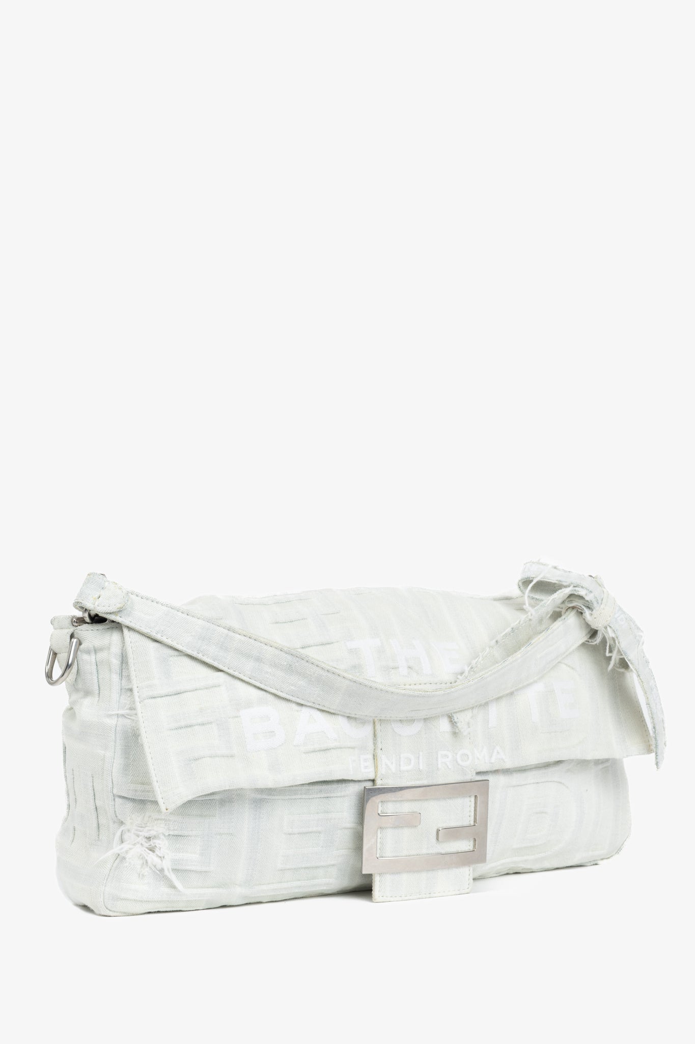 Fendi by Marc Jacobs Limited Maxi Baguette White Denim Shoulder Bag