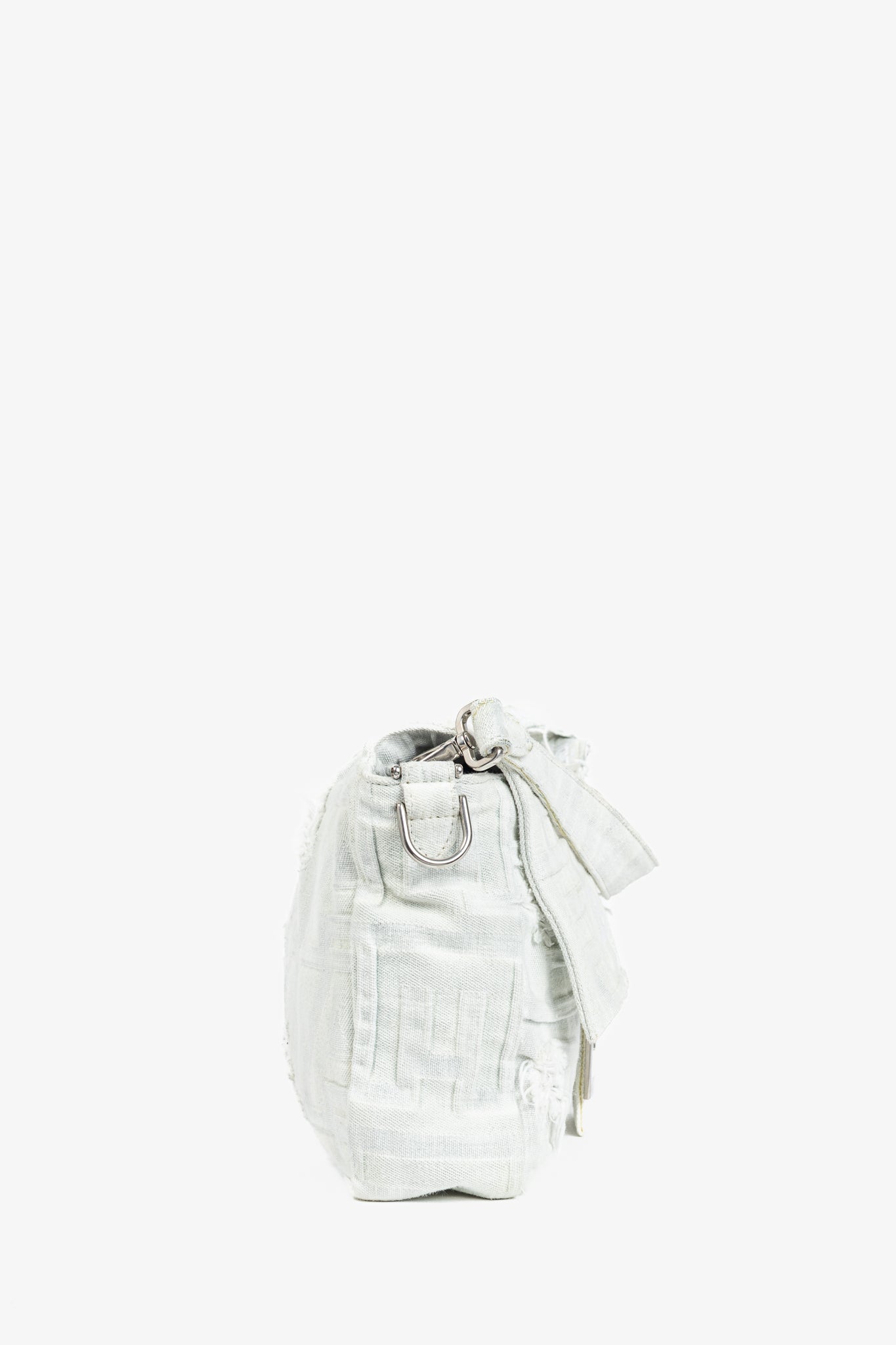 Fendi by Marc Jacobs Limited Maxi Baguette White Denim Shoulder Bag