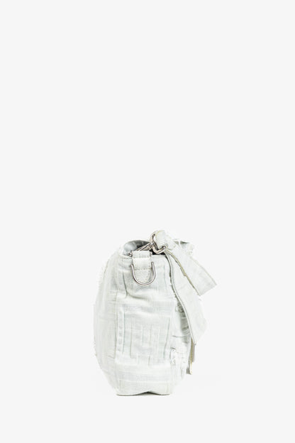 Fendi by Marc Jacobs Limited Maxi Baguette White Denim Shoulder Bag