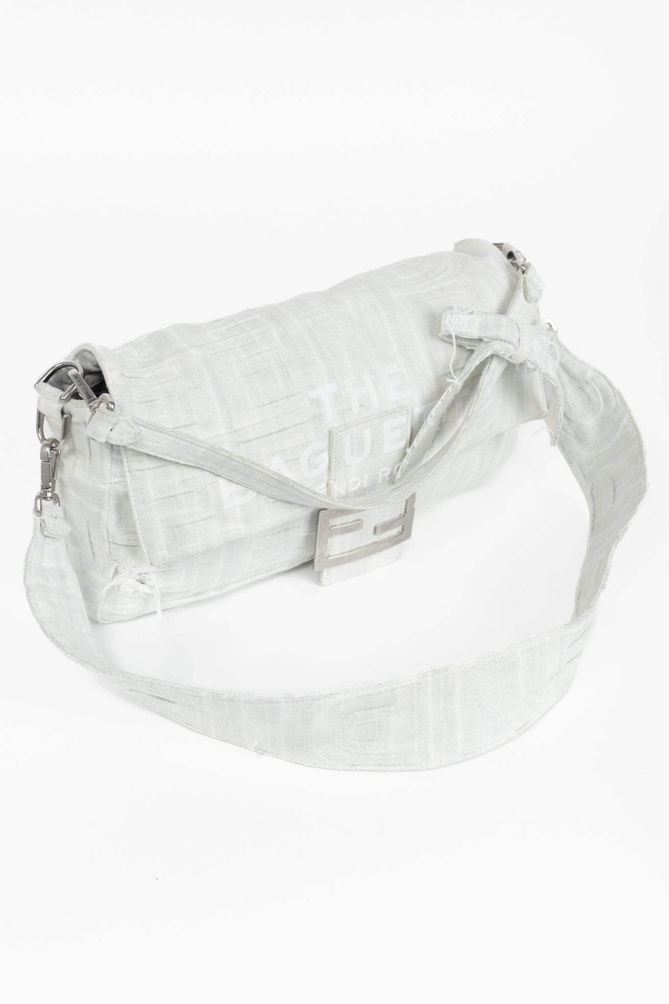 Fendi by Marc Jacobs Limited Maxi Baguette White Denim Shoulder Bag