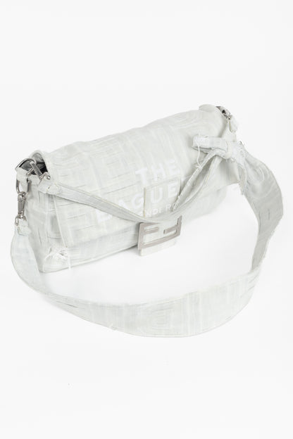 Fendi by Marc Jacobs Limited Maxi Baguette White Denim Shoulder Bag