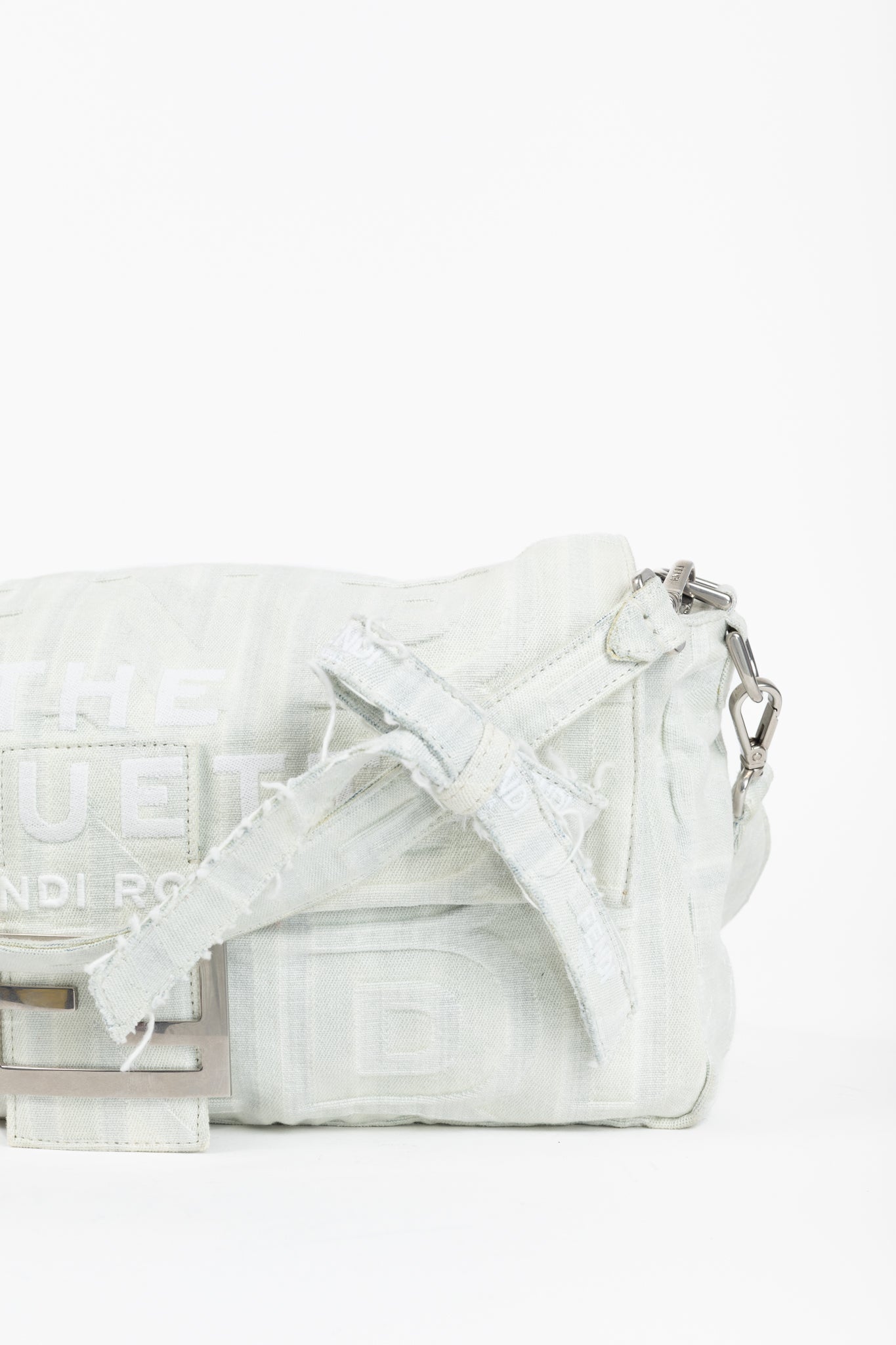 Fendi by Marc Jacobs Limited Maxi Baguette White Denim Shoulder Bag