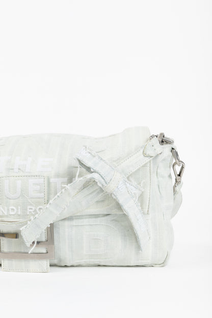 Fendi by Marc Jacobs Limited Maxi Baguette White Denim Shoulder Bag