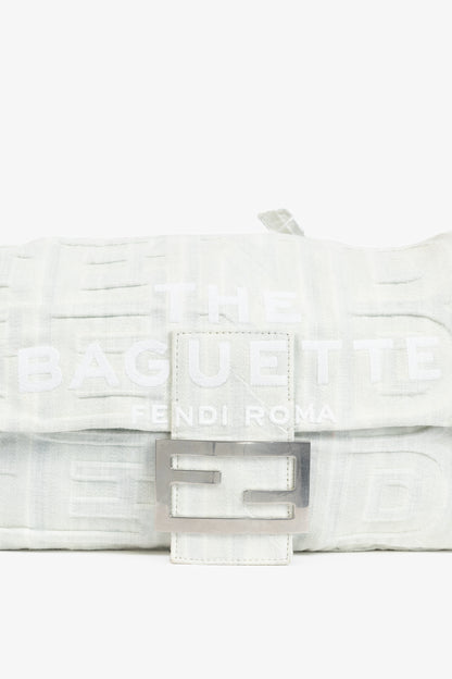 Fendi by Marc Jacobs Limited Maxi Baguette White Denim Shoulder Bag
