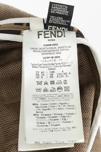 Fendi SS/19 "Mud & Dark Brown" FF-Motif Jersey Oversized Bomber Jacket