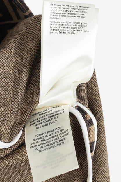 Fendi SS/19 "Mud & Dark Brown" FF-Motif Jersey Oversized Bomber Jacket
