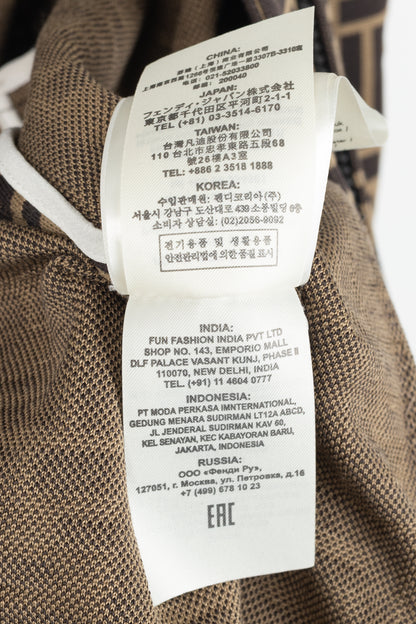 Fendi SS/19 "Mud & Dark Brown" FF-Motif Jersey Oversized Bomber Jacket