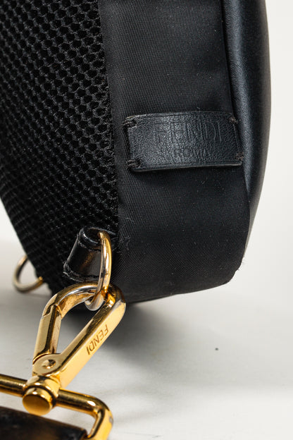 Fendi Monster Black Leather & Nylon Sling Bag