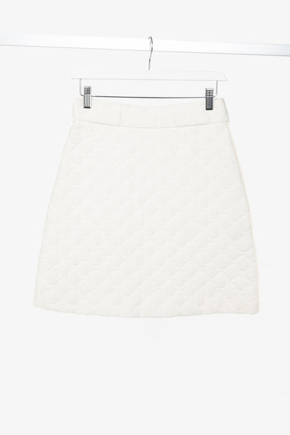 Fendi SS20 Runway Ivory Quilted Silk Crepe de Chine Mini Skirt