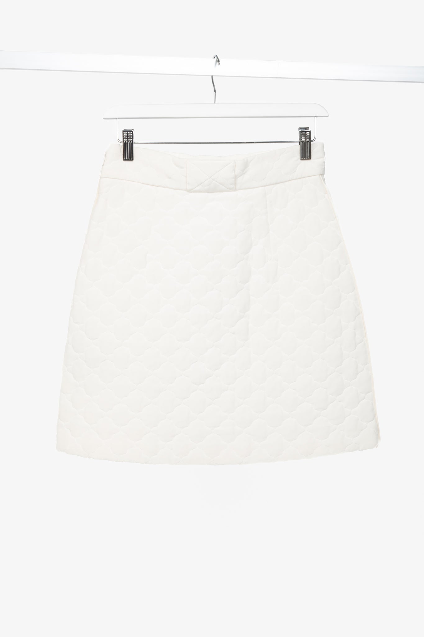 Fendi SS20 Runway Ivory Quilted Silk Crepe de Chine Mini Skirt