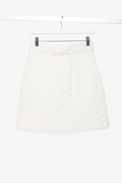 Fendi SS20 Runway Ivory Quilted Silk Crepe de Chine Mini Skirt