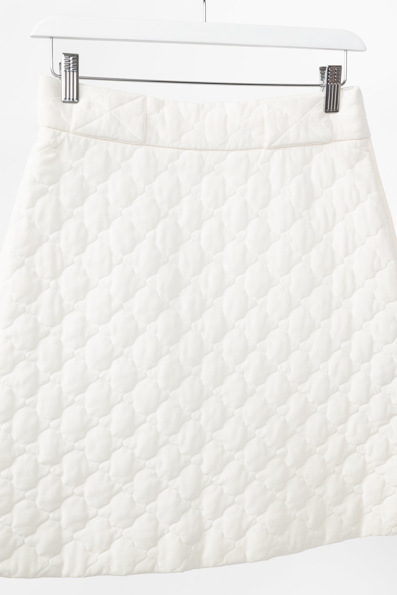 Fendi SS20 Runway Ivory Quilted Silk Crepe de Chine Mini Skirt