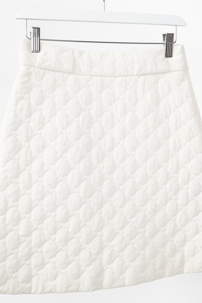 Fendi SS20 Runway Ivory Quilted Silk Crepe de Chine Mini Skirt