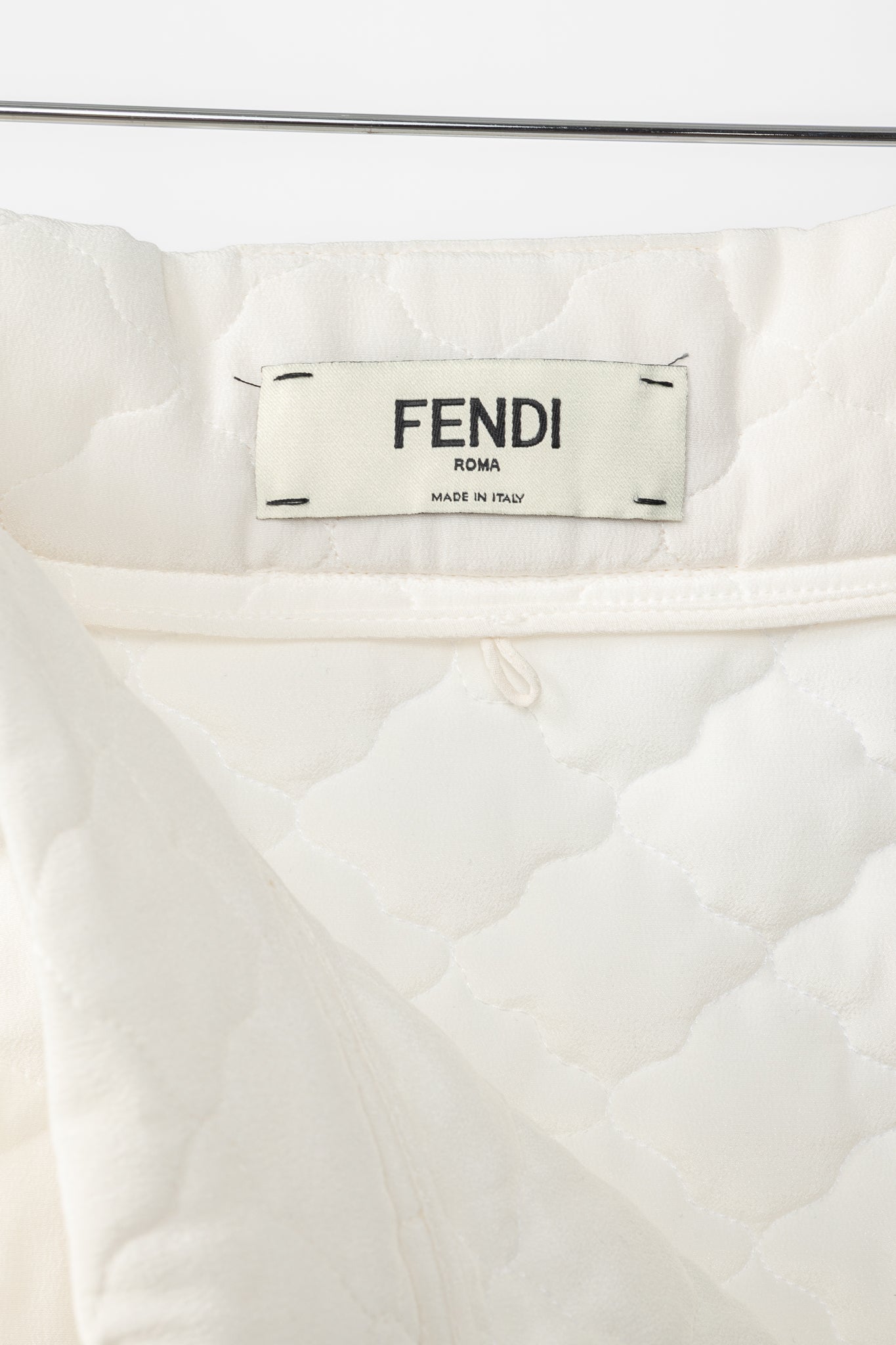 Fendi SS20 Runway Ivory Quilted Silk Crepe de Chine Mini Skirt
