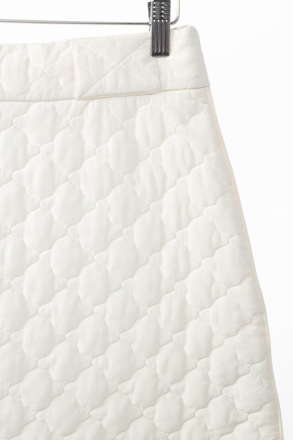Fendi SS20 Runway Ivory Quilted Silk Crepe de Chine Mini Skirt