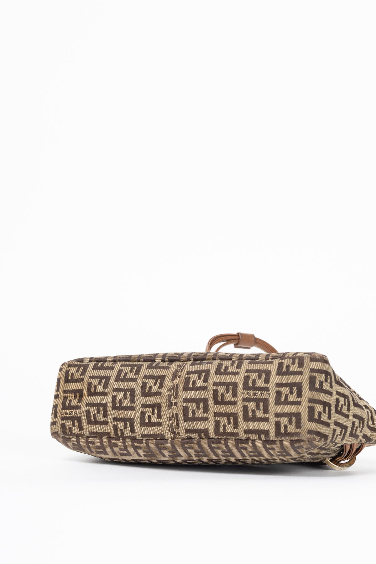 Fendi Beige Zucchino Monogram Canvas Leather-Trim Pochette