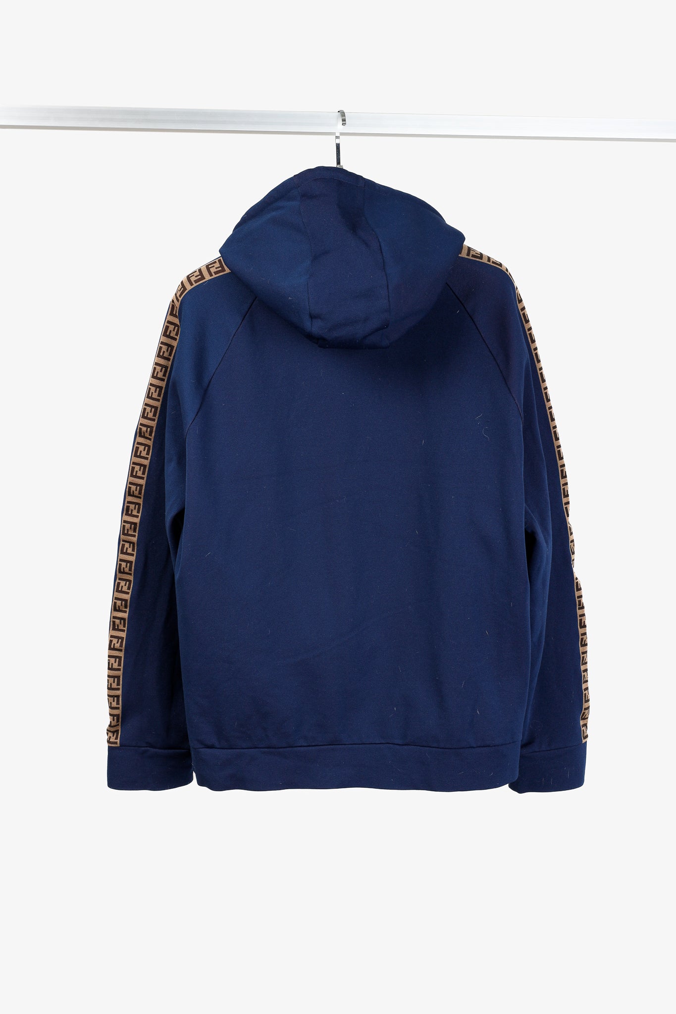 Fendi x Fila Navy Cotton-Blend Logo Stripe Pullover Hoodie