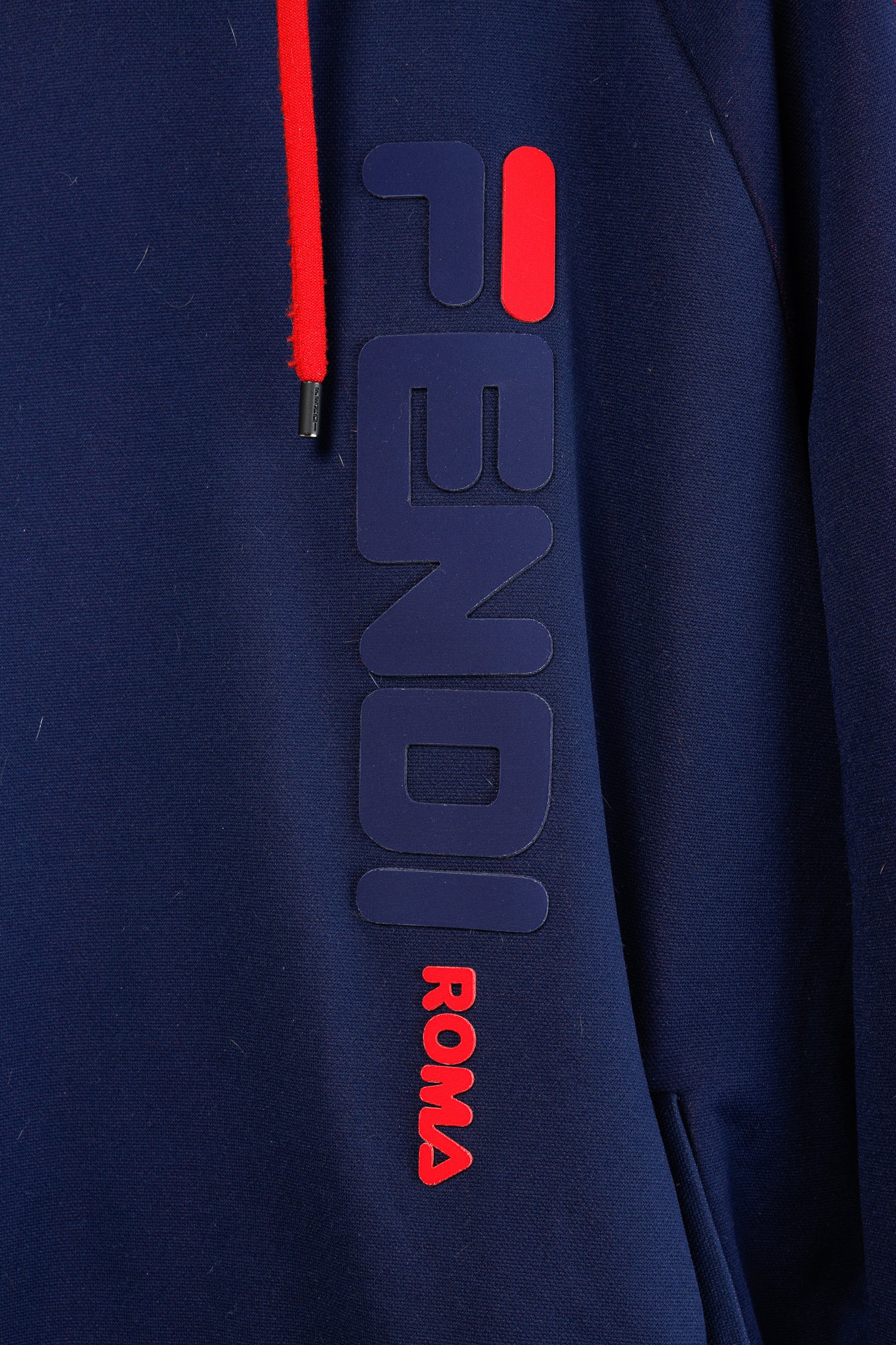 Fendi x Fila Navy Cotton-Blend Logo Stripe Pullover Hoodie