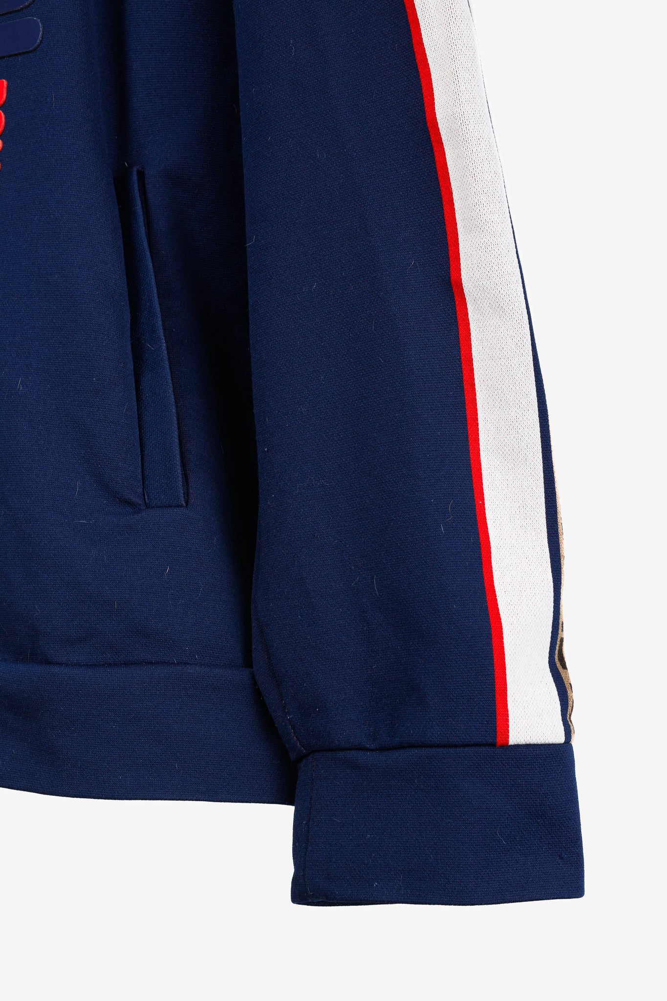 Fendi x Fila Navy Cotton-Blend Logo Stripe Pullover Hoodie