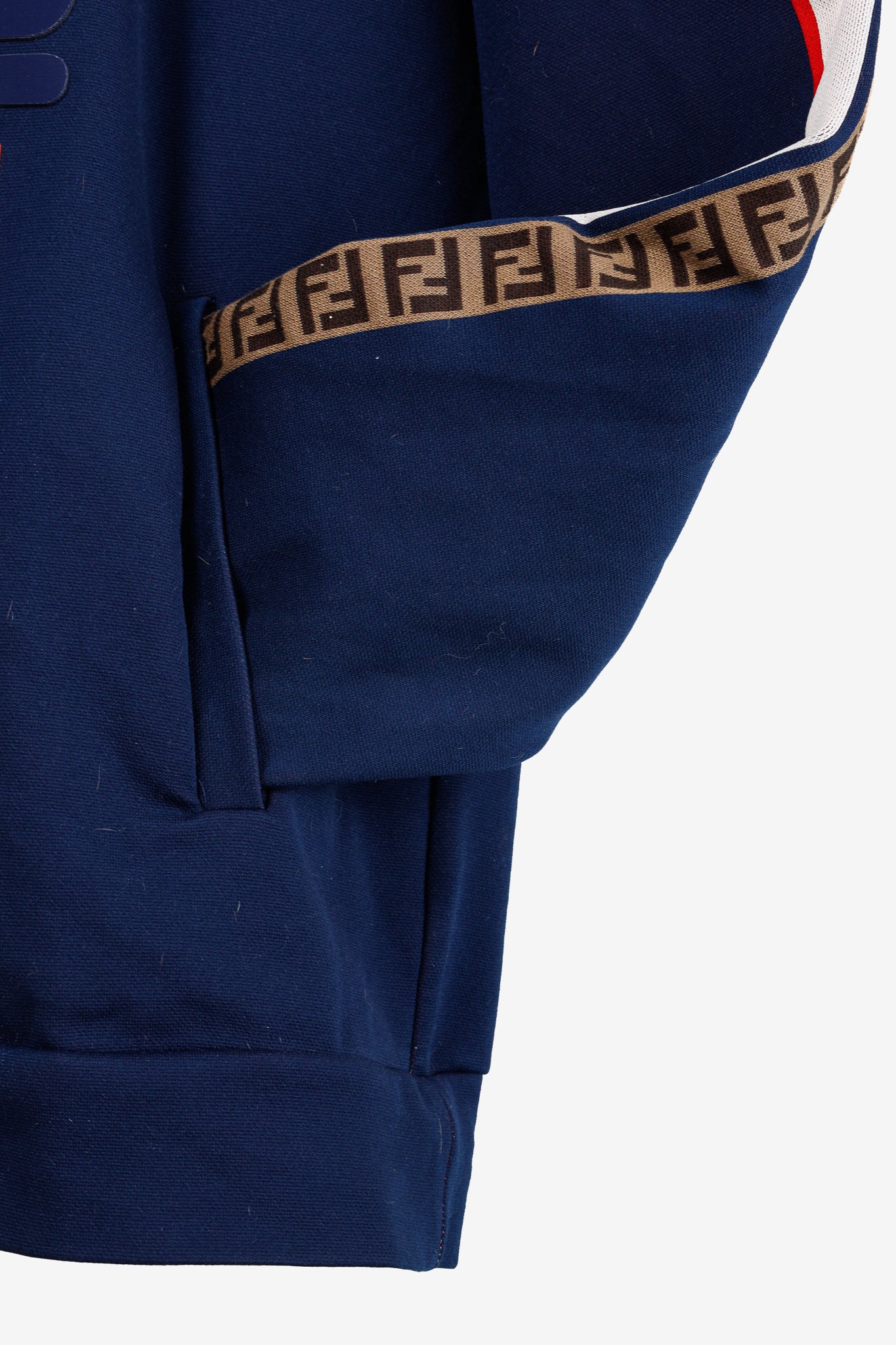Fendi x Fila Navy Cotton-Blend Logo Stripe Pullover Hoodie