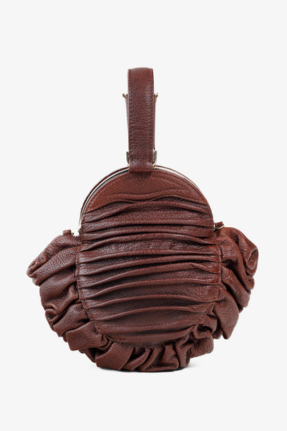 Fendi Spy SS2005 Runway Brown Leather Pleated Clutch