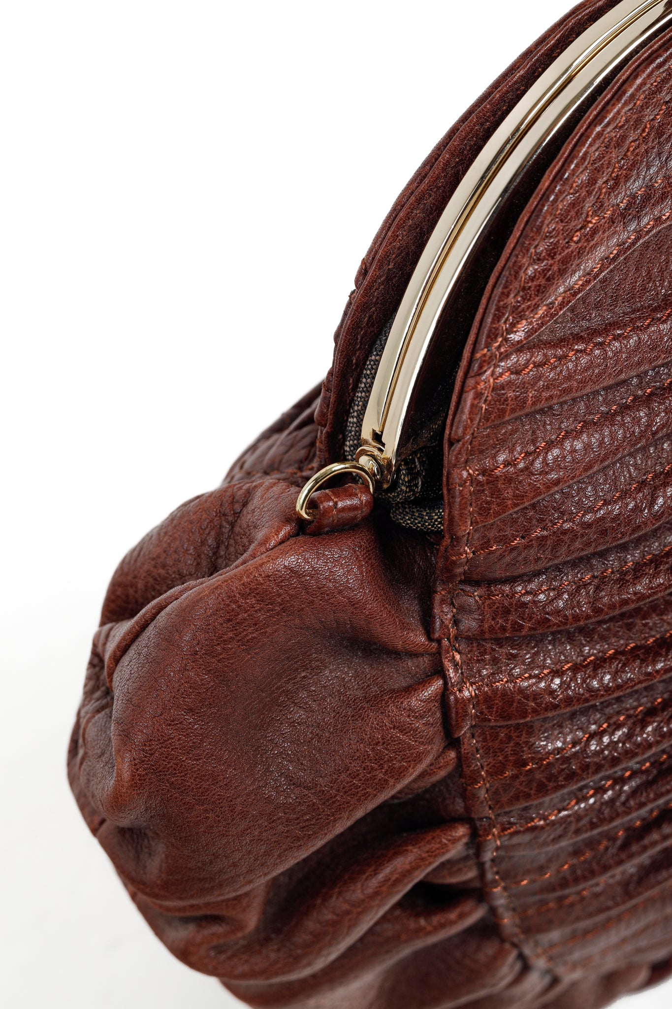Fendi Spy SS2005 Runway Brown Leather Pleated Clutch