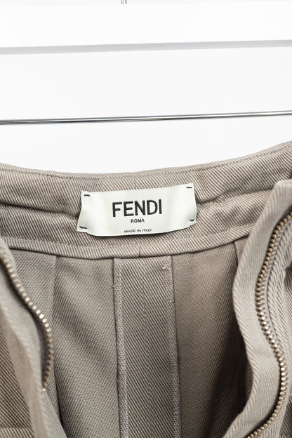 Fendi Resort 2023 Runway Baguette Taupe Cotton-Denim Cargo Mini Skirt