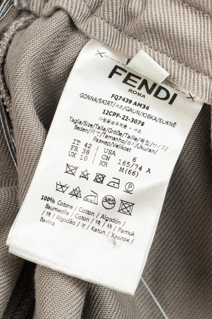 Fendi Resort 2023 Runway Baguette Taupe Cotton-Denim Cargo Mini Skirt