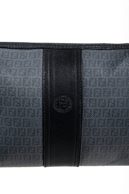 Fendi Vintage Grey & Black FF Coated Canvas Crossbody Bag