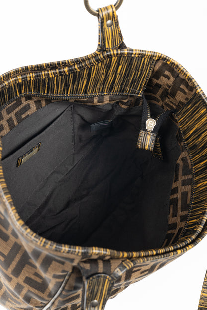 Fendi Chef Brown Zucca Canvas Leather-Trim Tote